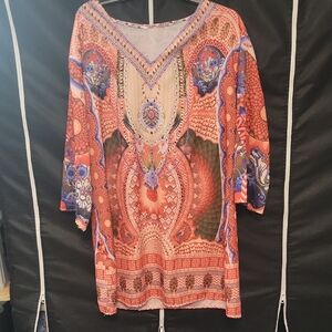 Source Unknown Multicolor Patterned Midi Dress